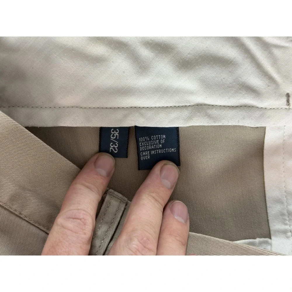 VTG Polo Ralph Lauren Pants Mens 35x32 Beige Classic Fit Chino Straight Casual
